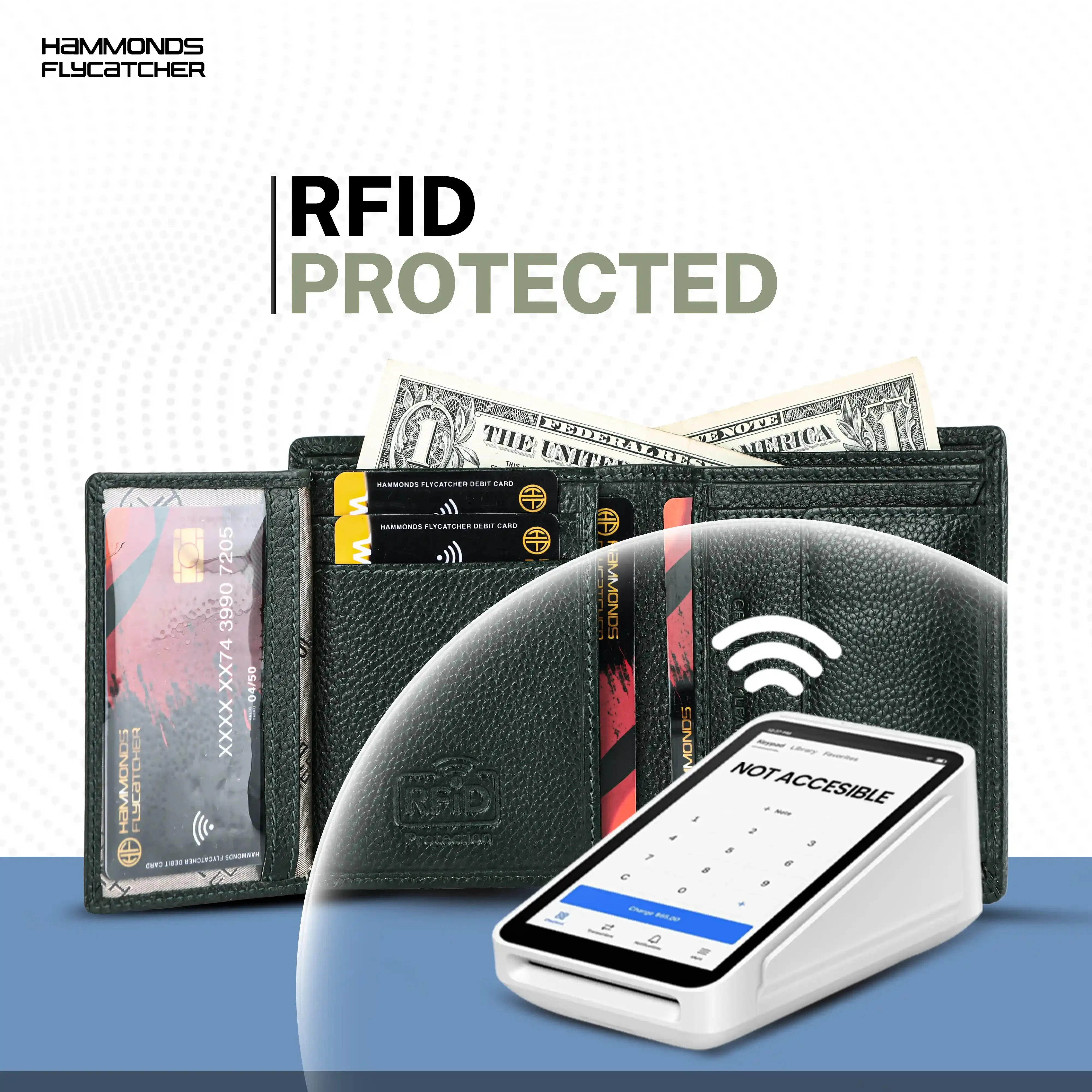 Genuine Leather Money Wallet for Men, RFID Protected - Bi-Fold