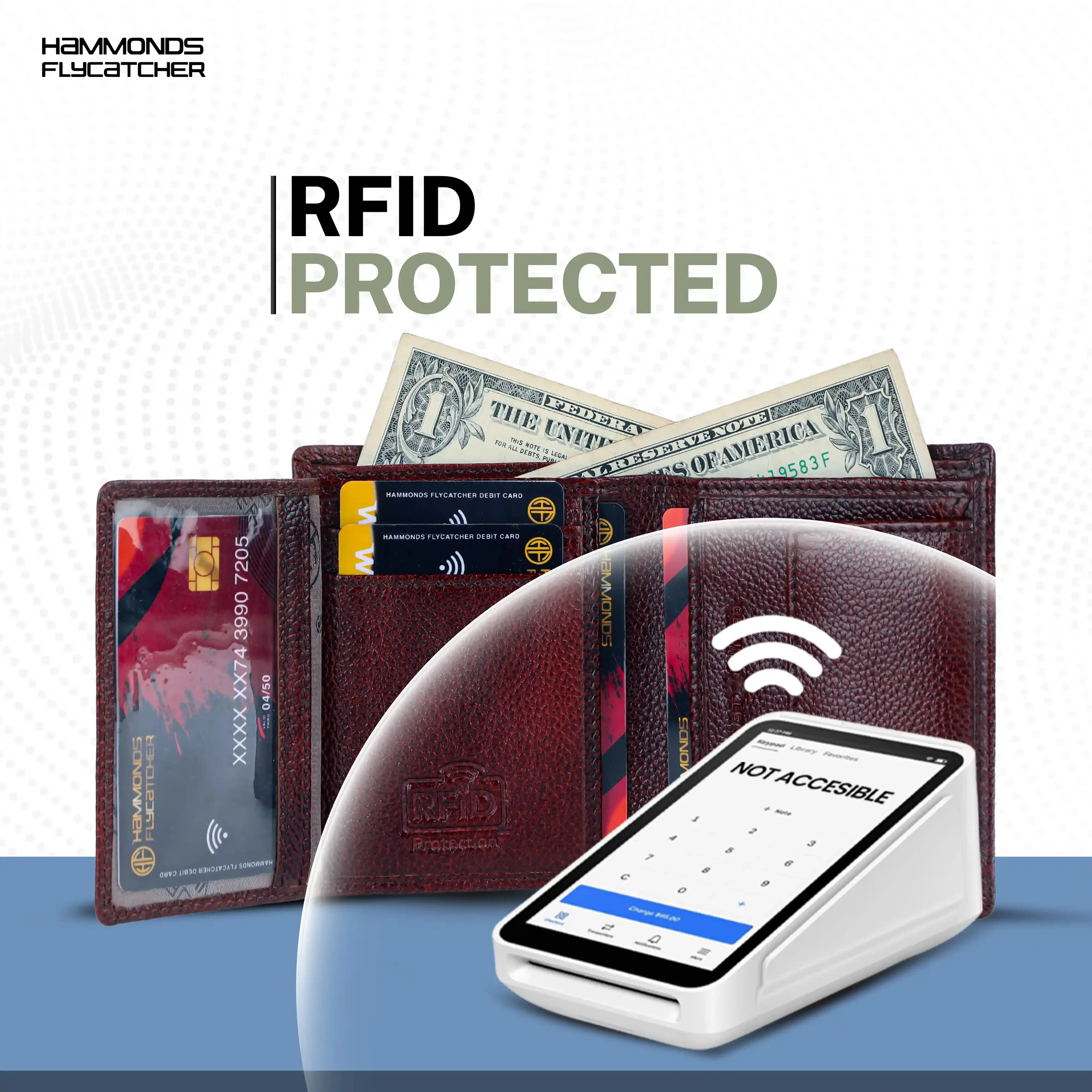 Genuine Leather Money Wallet for Men, RFID Protected - Bi-Fold