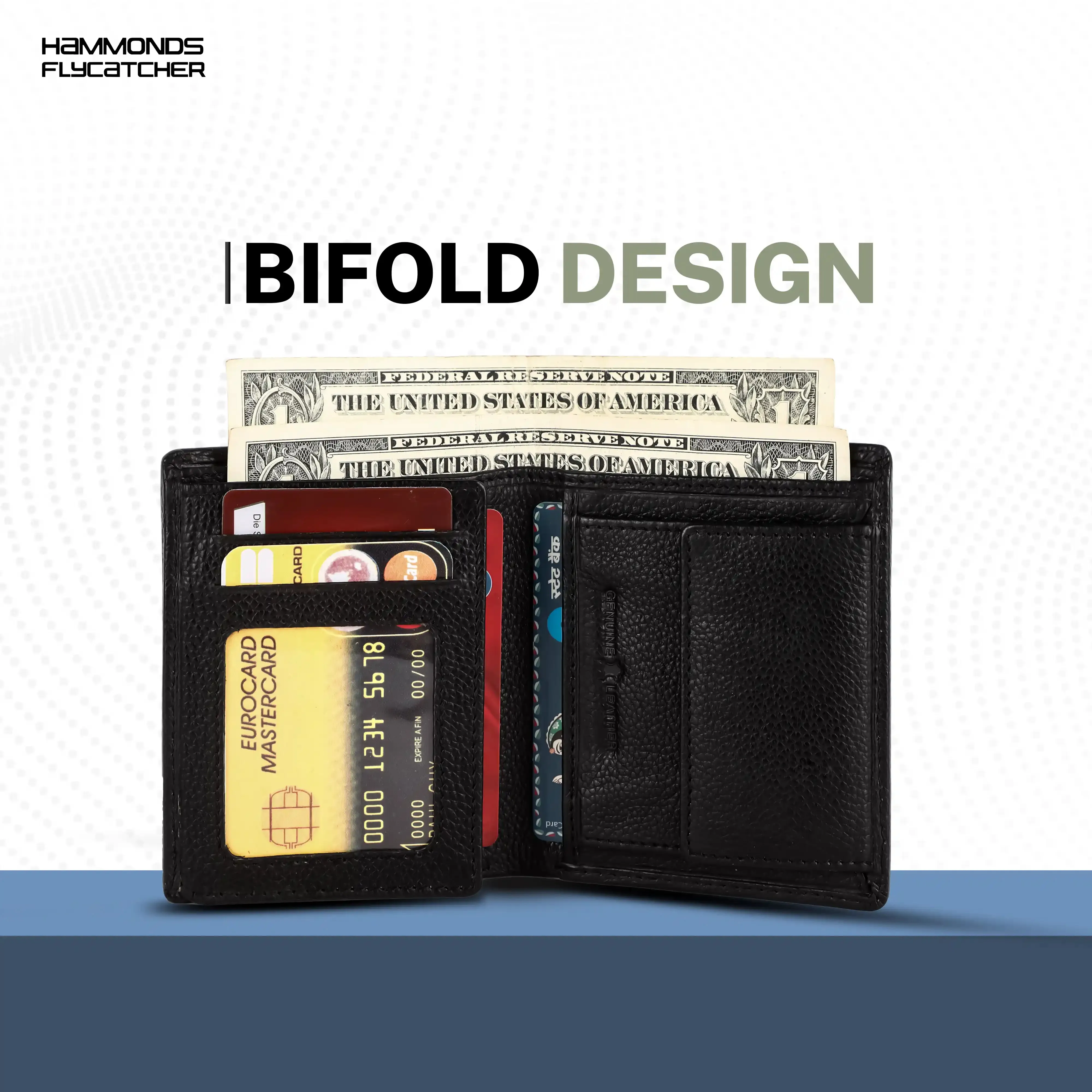 Genuine Leather Money Wallet for Men, RFID Protected - Bi-Fold