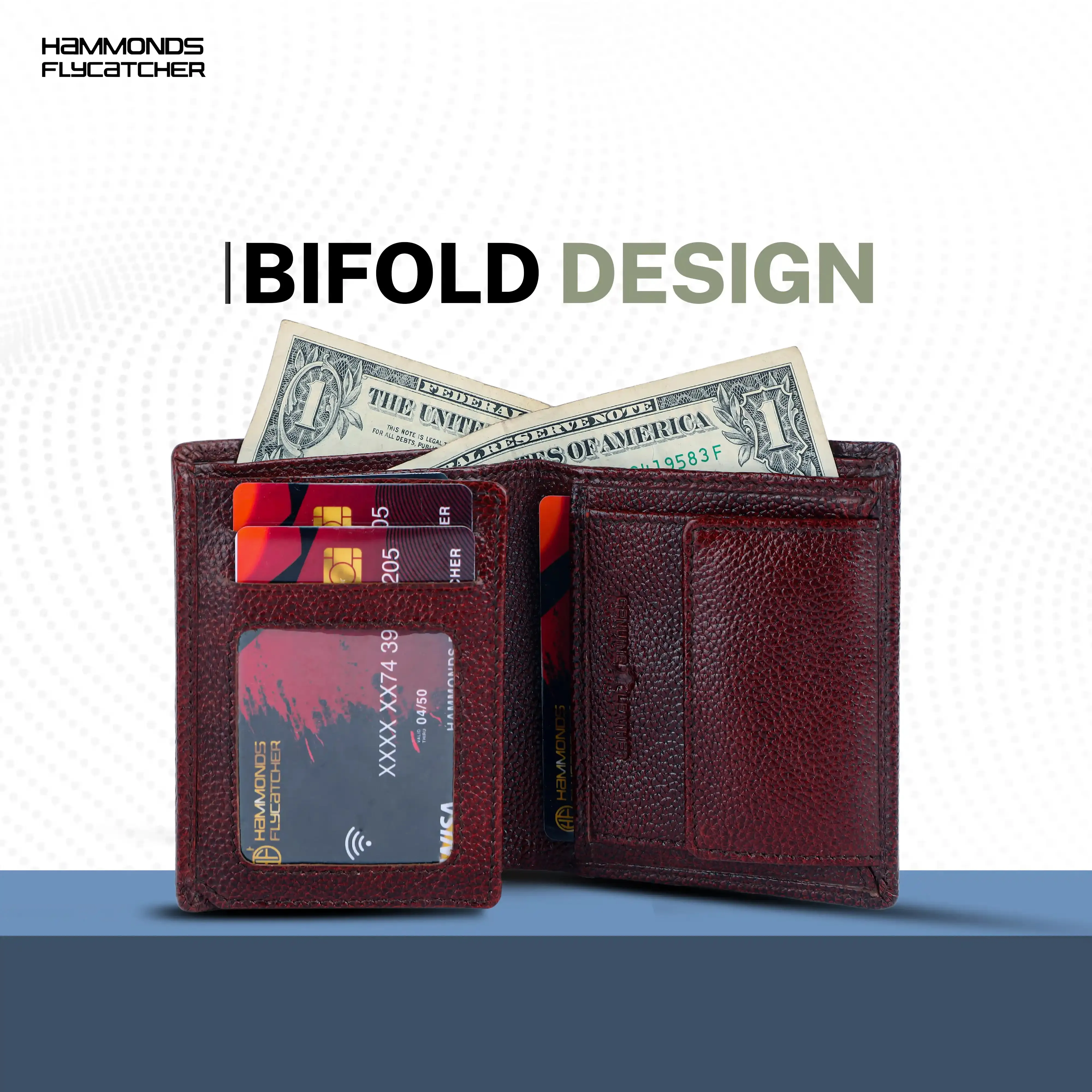 Genuine Leather Money Wallet for Men, RFID Protected - Bi-Fold