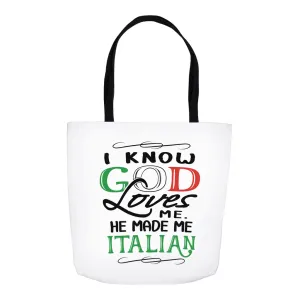 God Made Me Italian Tote Bag -  White
