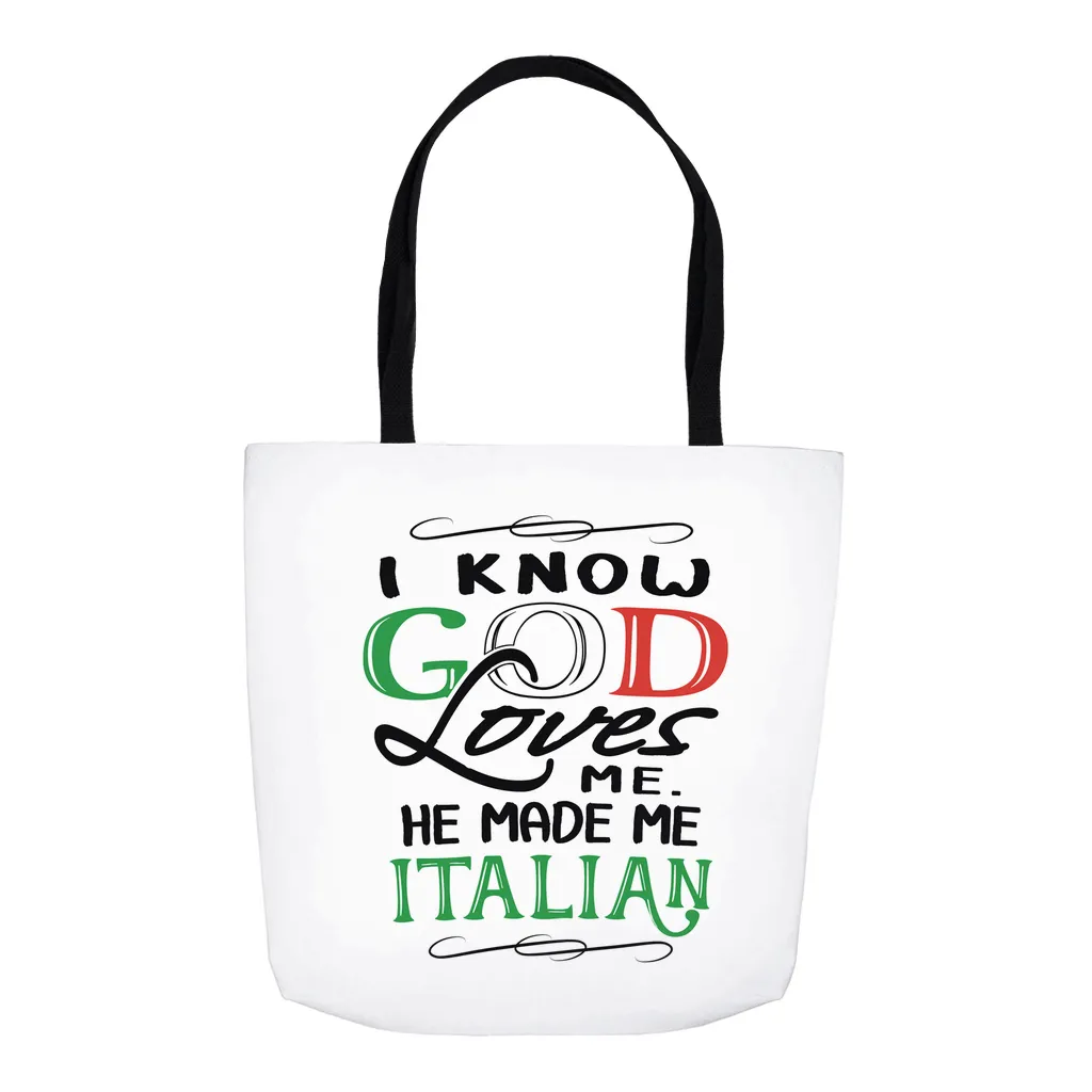 God Made Me Italian Tote Bag -  White