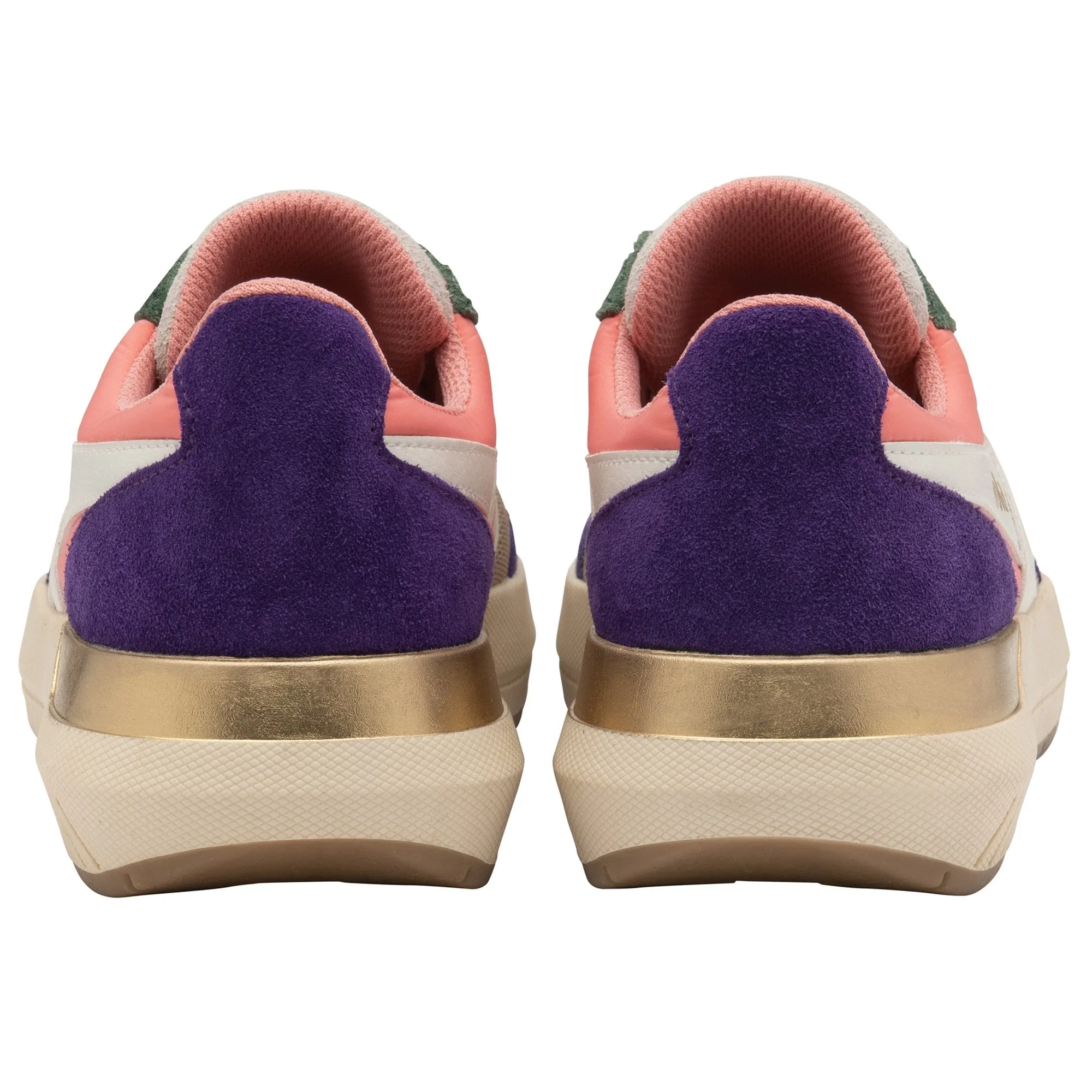 Gola Raven Ladies Wheat/Coral Pink/Royal Purple Leather & Textile Lace Up Trainers