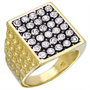 Gold Rhodium Brass Ring with Top Grade Crystal in Clear for Women Style 2W079