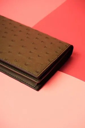 Green Handmade Ostrich Leather Wallet