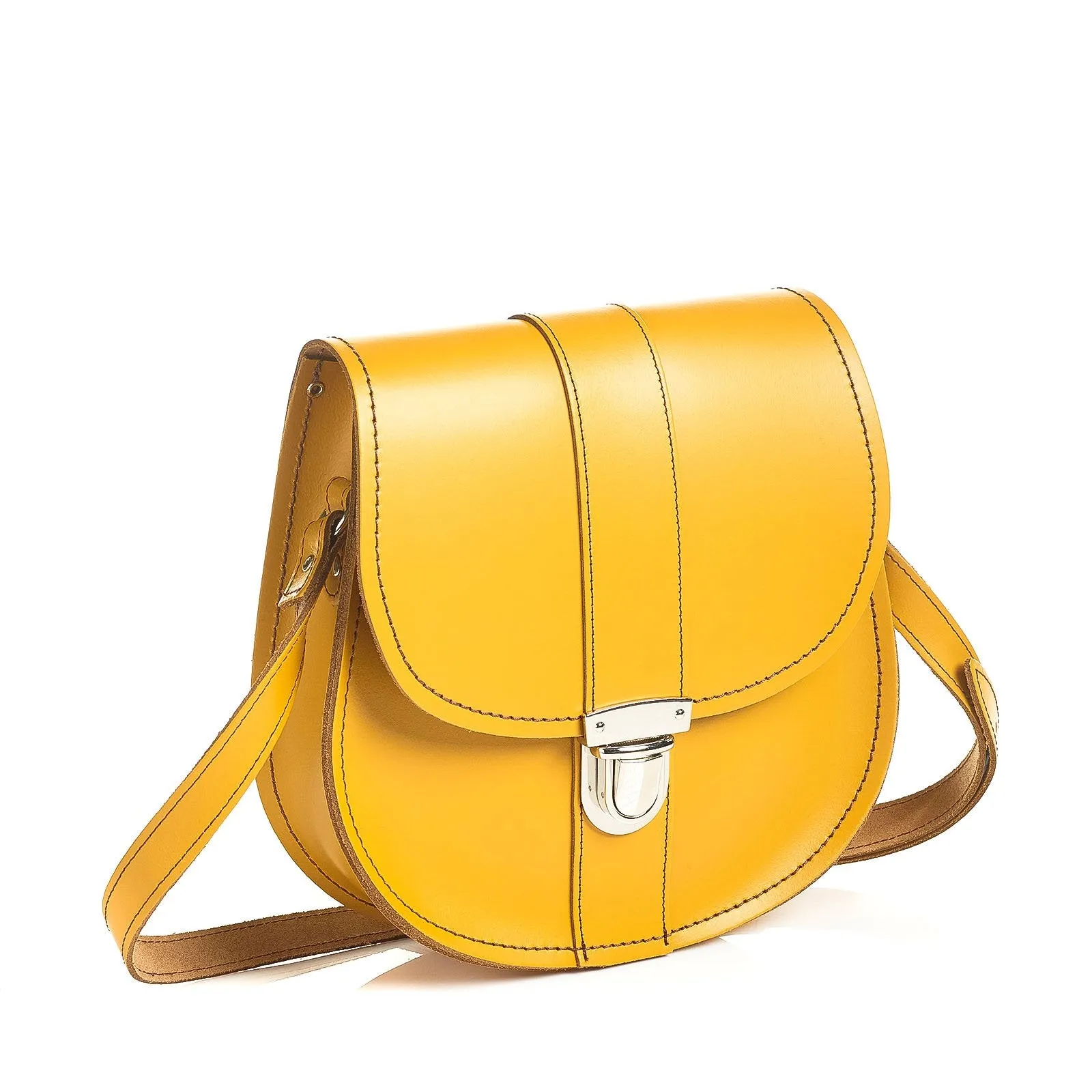 Handmade Leather Pushlock Saddle Bag - Yellow Ochre