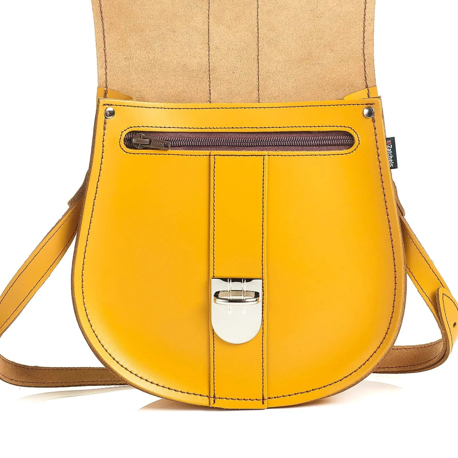 Handmade Leather Pushlock Saddle Bag - Yellow Ochre
