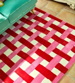 Harlequin Basket Weave Rug Coral/Rose
