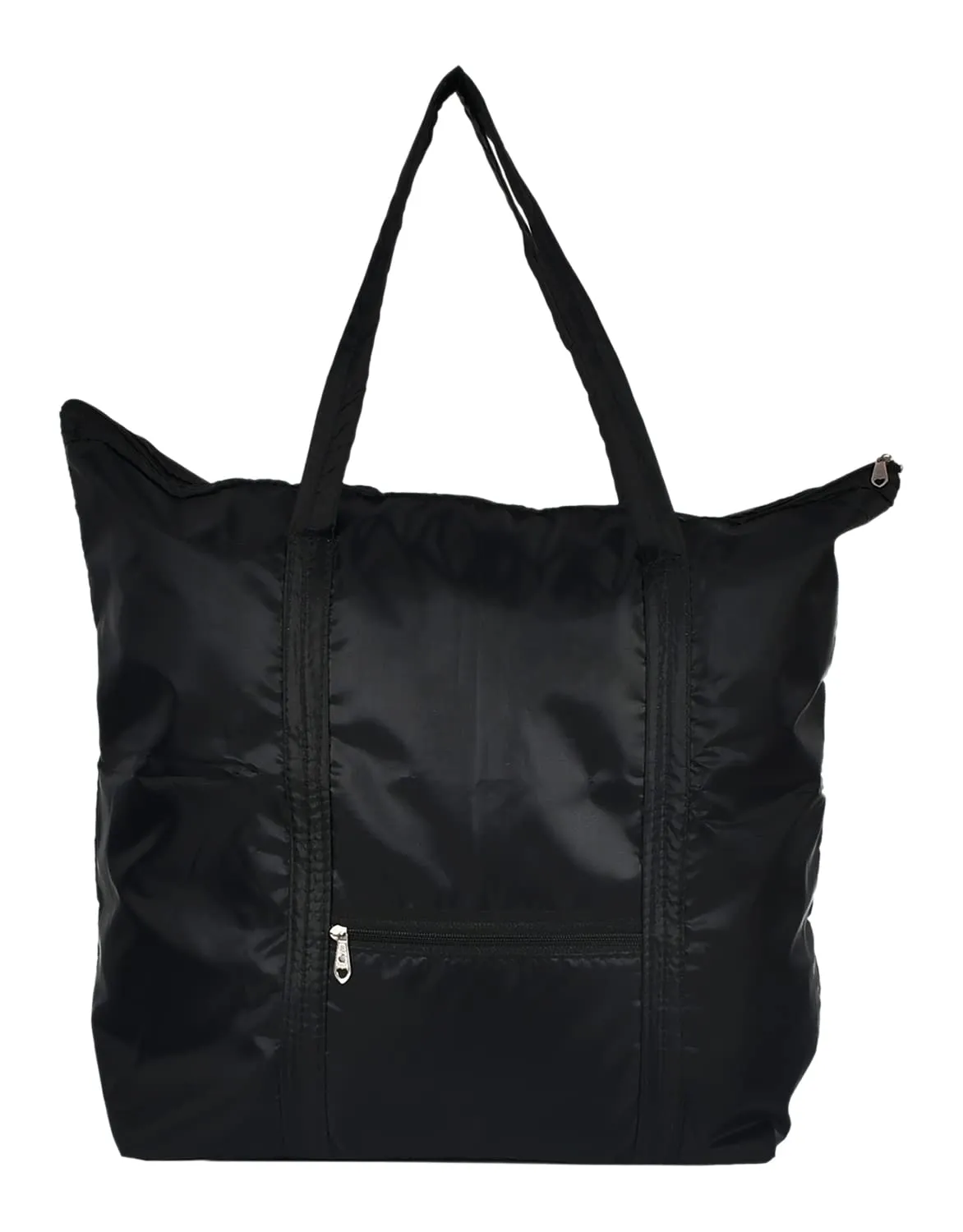 Heart Home Polyster Storage Bag, Organizer for Clothes, Grocery, Vegetables, Stationery With 1 Small Pocket & Handle - Pack of 3 (Black)-47HH01254