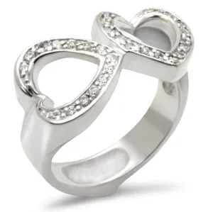 High-Polished 925 Sterling Silver Ring with AAA Grade CZ in Clear for Women Style 30235
