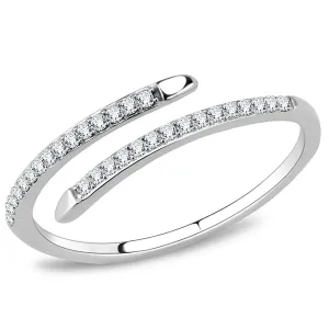 High polished (no plating) Stainless Steel Ring with AAA Grade CZ in Clear for Women Style DA044