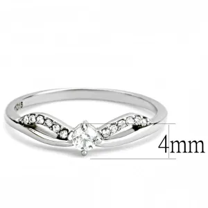 High polished (no plating) Stainless Steel Ring with AAA Grade CZ in Clear for Women Style DA146