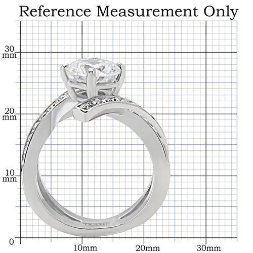 High polished (no plating) Stainless Steel Ring with AAA Grade CZ in Clear for Women Style TK169