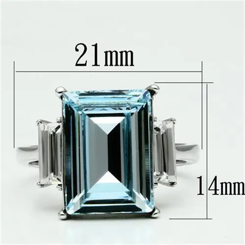 High polished (no plating) Stainless Steel Ring with Top Grade Crystal in Sea Blue for Women Style TK1862