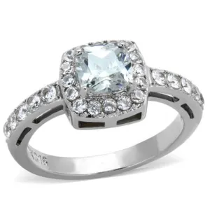 High-Polished Stainless Steel Ring with AAA Grade CZ in Clear for Women Style TK1899N