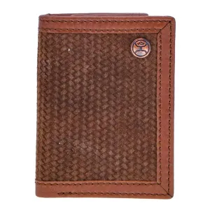 Hooey Classic Roughout Basket Weave Embossed Tri-Fold Wallet