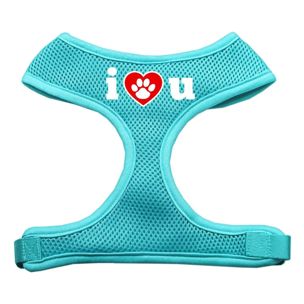I Love U Soft Mesh Harnesses Aqua Extra Large