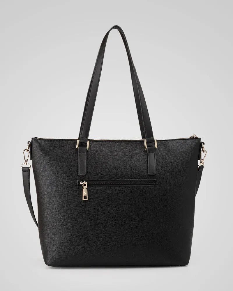 Inga Large Zip Top Tote Bag with Laptop Pocket   Stripe Bag Strap