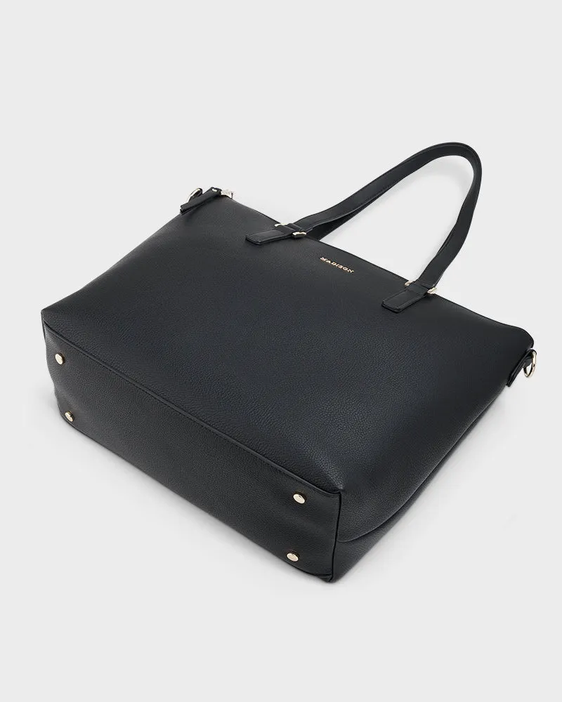 Inga Large Zip Top Tote Bag with Laptop Pocket   Stripe Bag Strap