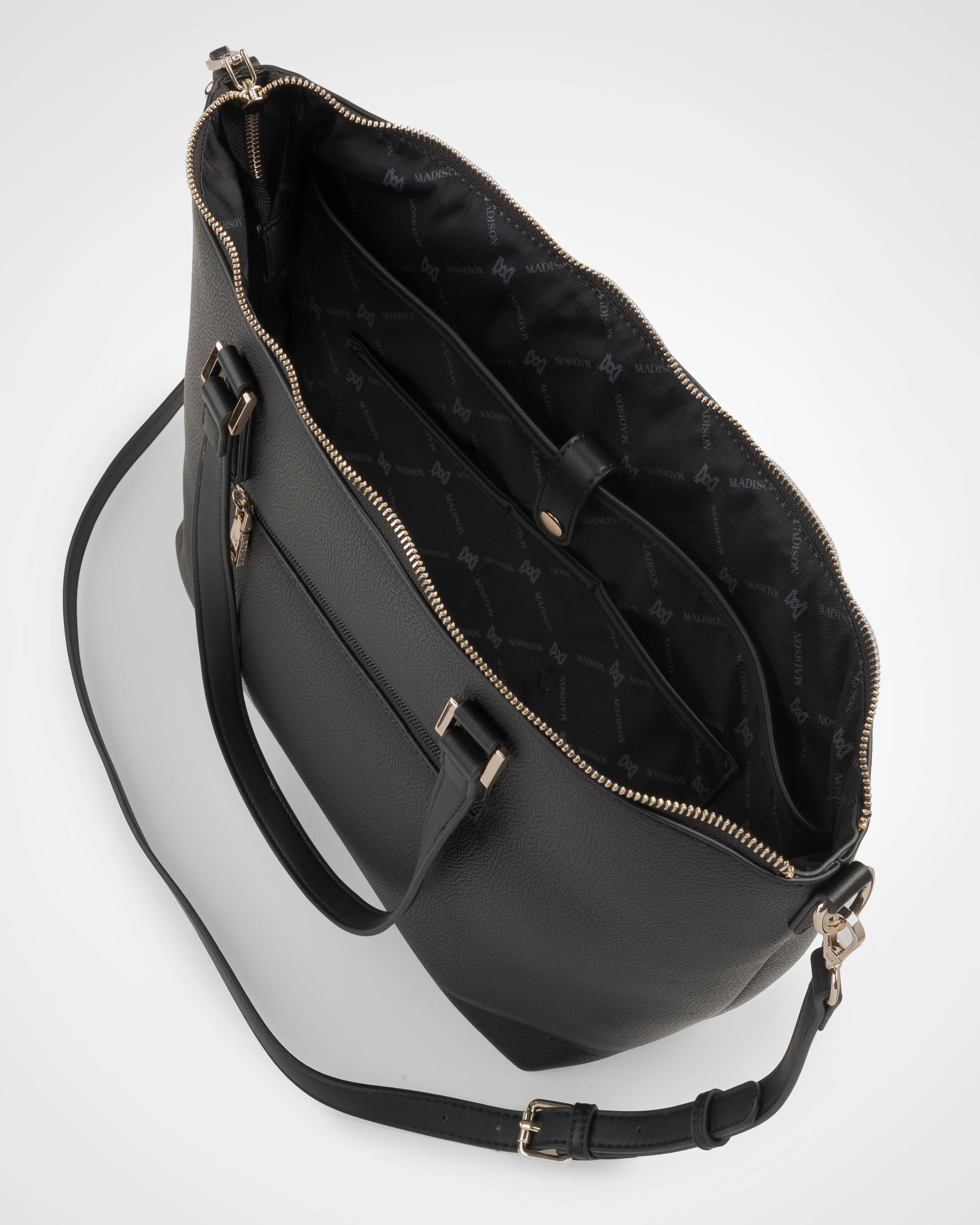 Inga Large Zip Top Tote Bag with Laptop Pocket   Stripe Bag Strap