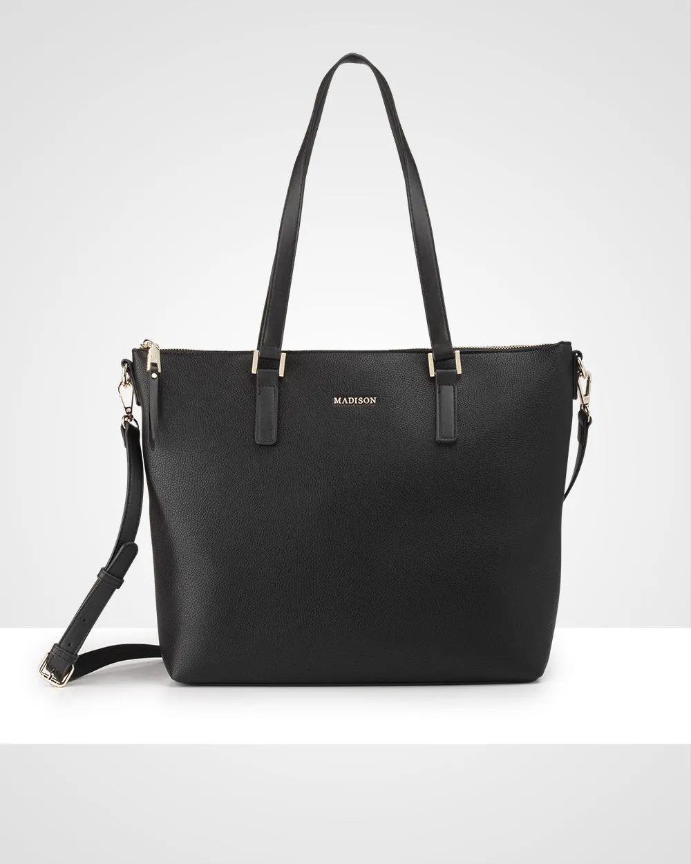 Inga Large Zip Top Tote Bag with Laptop Pocket   Stripe Bag Strap