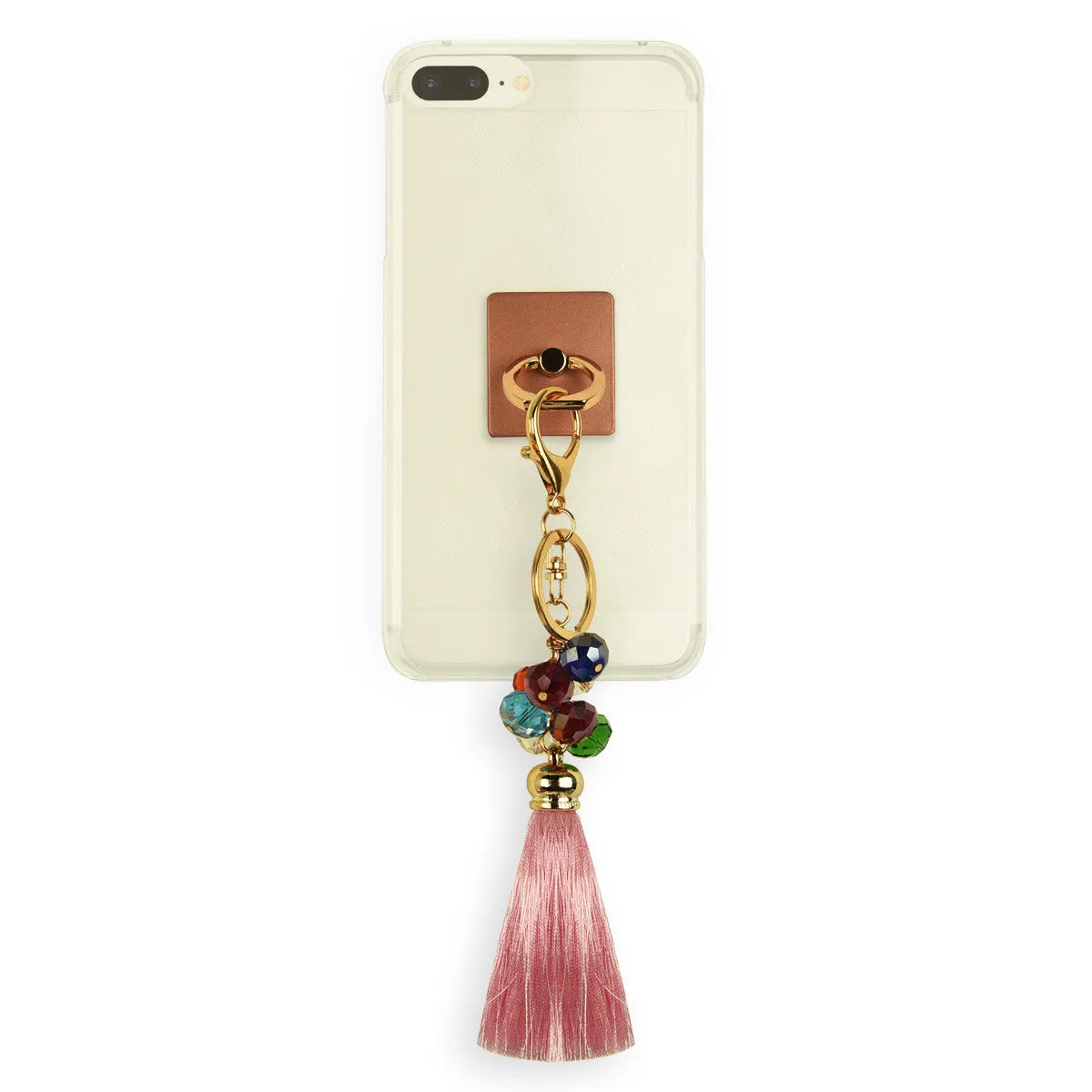 iOrigin Ring Grip and Kick Stand   Multi-Colored Rhinestones & Tassel Key Chain for Mobile Phones & Tablets