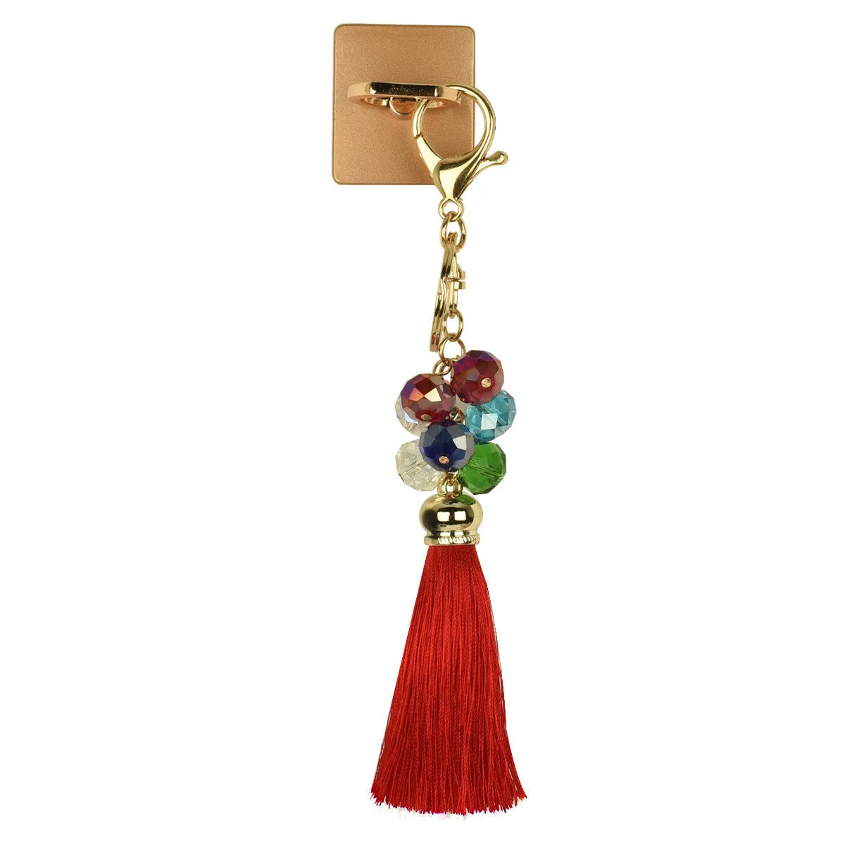 iOrigin Ring Grip and Kick Stand   Multi-Colored Rhinestones & Tassel Key Chain for Mobile Phones & Tablets