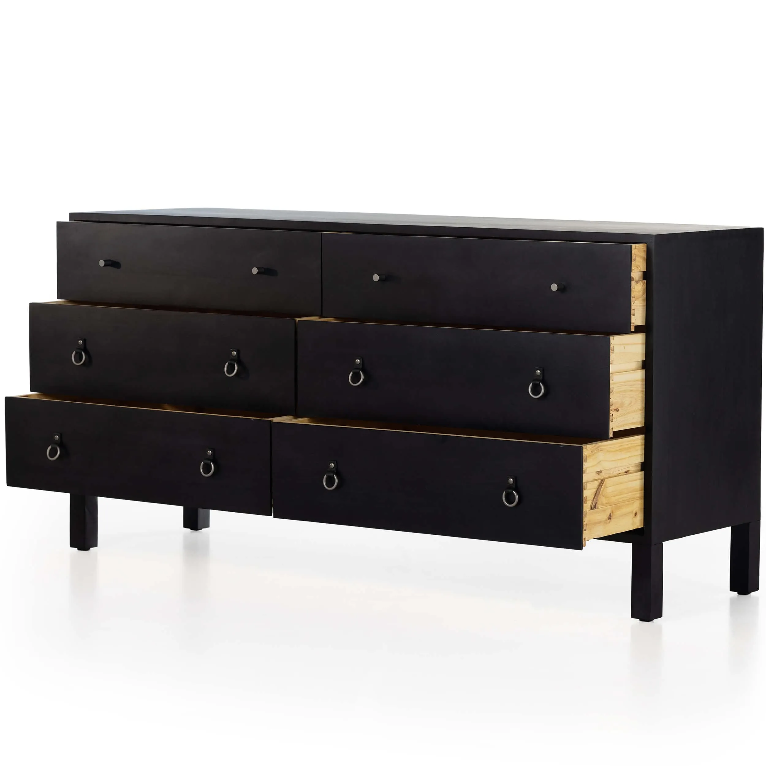 Isador 6 Drawer Dresser, Black Wash Poplar