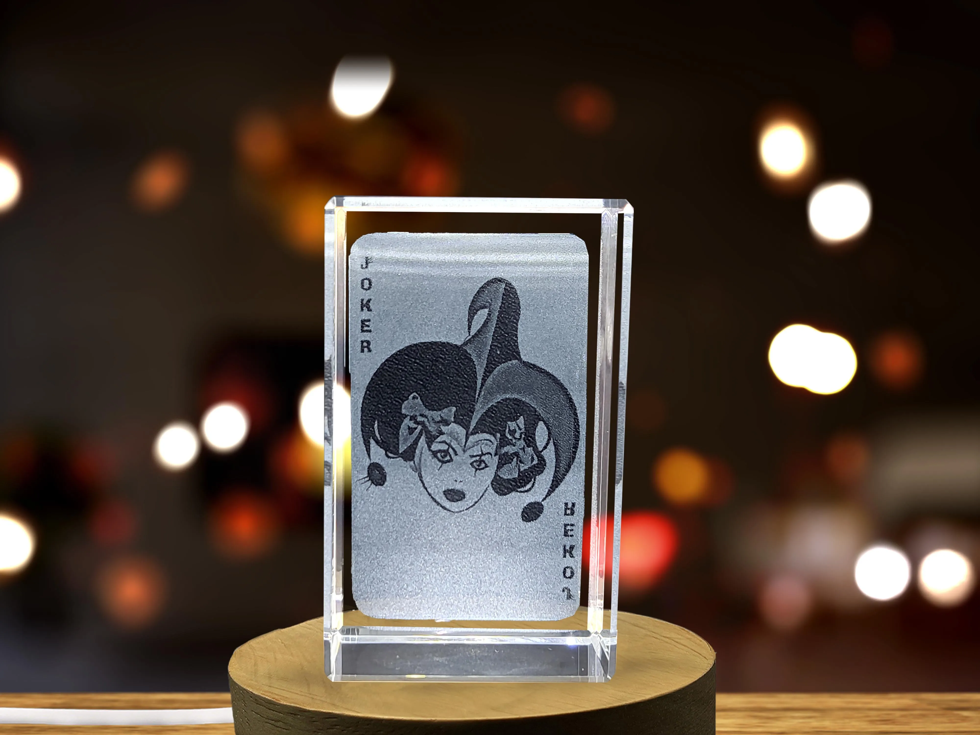 Joker Game Card - Striking 3D Engraved Crystal Collectible