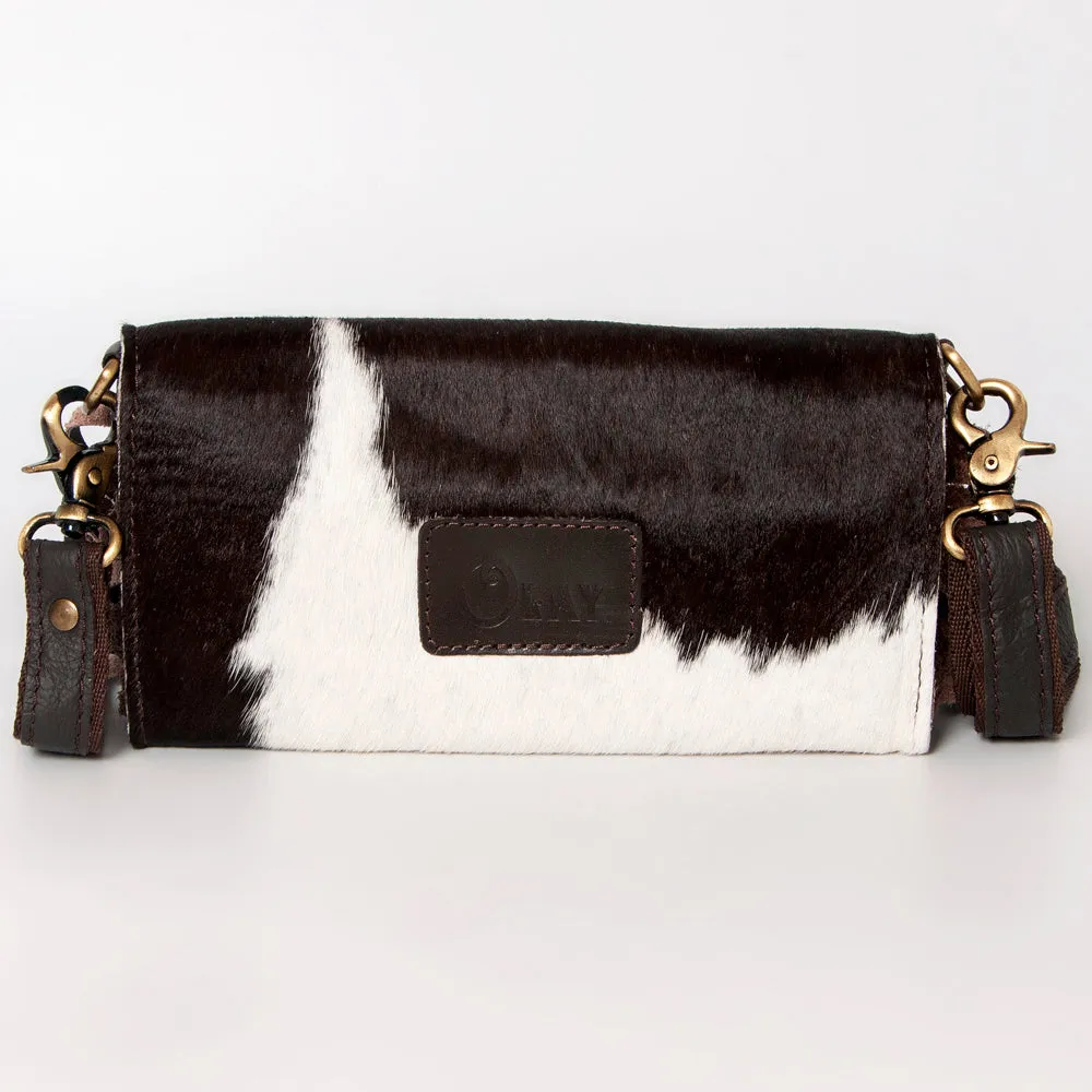 KBA128 - KBA128 -CLUTCH Hand Tooled Saddle Leather and Upcycled Canvas Ladies Bag KBA128 - KBA128