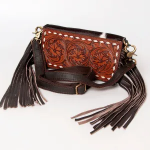 KBA128 - KBA128 -CLUTCH Hand Tooled Saddle Leather and Upcycled Canvas Ladies Bag KBA128 - KBA128