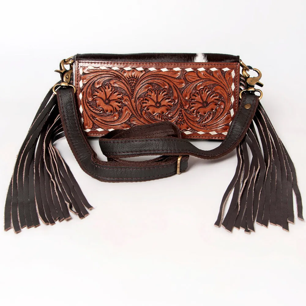 KBA128 - KBA128 -CLUTCH Hand Tooled Saddle Leather and Upcycled Canvas Ladies Bag KBA128 - KBA128