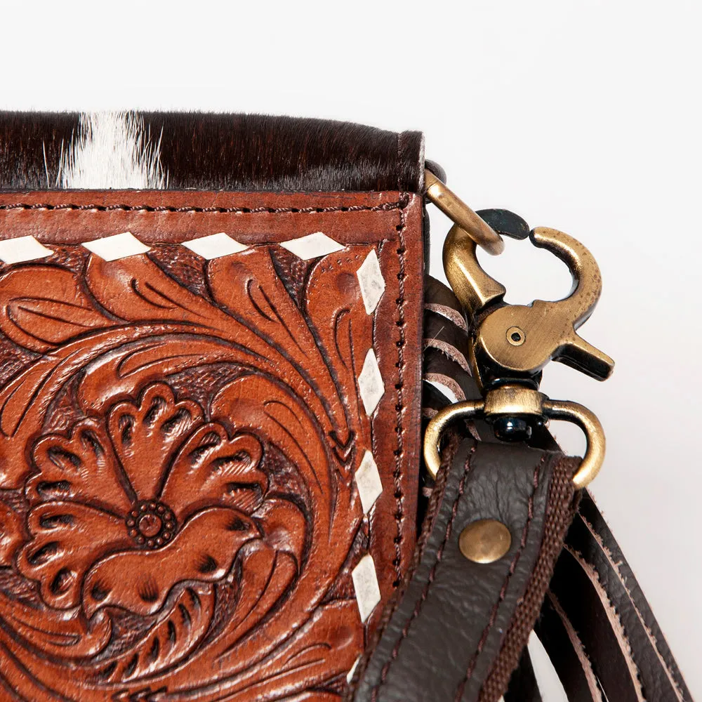 KBA128 - KBA128 -CLUTCH Hand Tooled Saddle Leather and Upcycled Canvas Ladies Bag KBA128 - KBA128