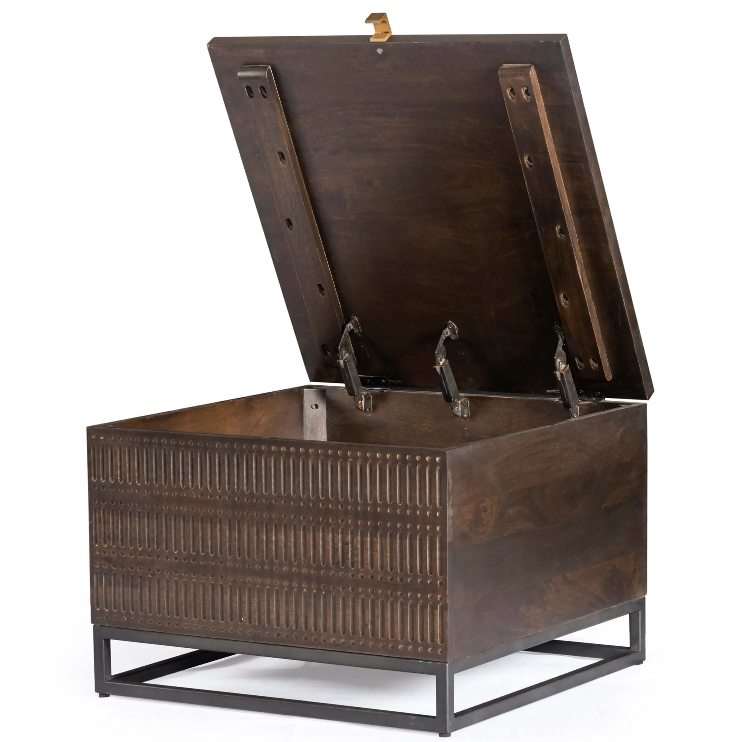 Kelby Storage Bunching Table, Carved Vintage Brown