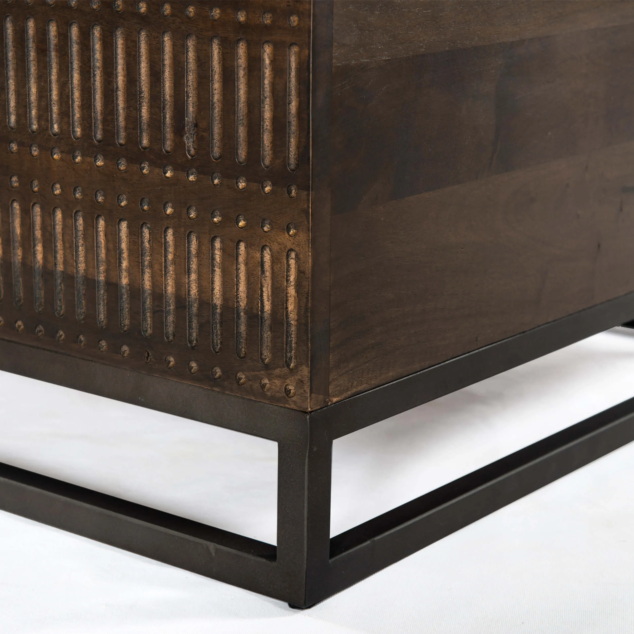 Kelby Storage Bunching Table, Carved Vintage Brown