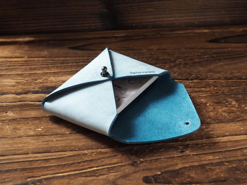 Leather Business Card Holder #Ghost Blue