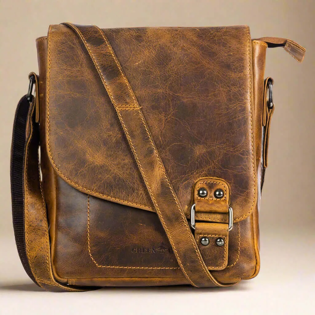 Leather Shoulder Bag Camel - Harry
