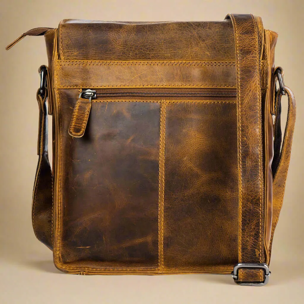 Leather Shoulder Bag Camel - Harry