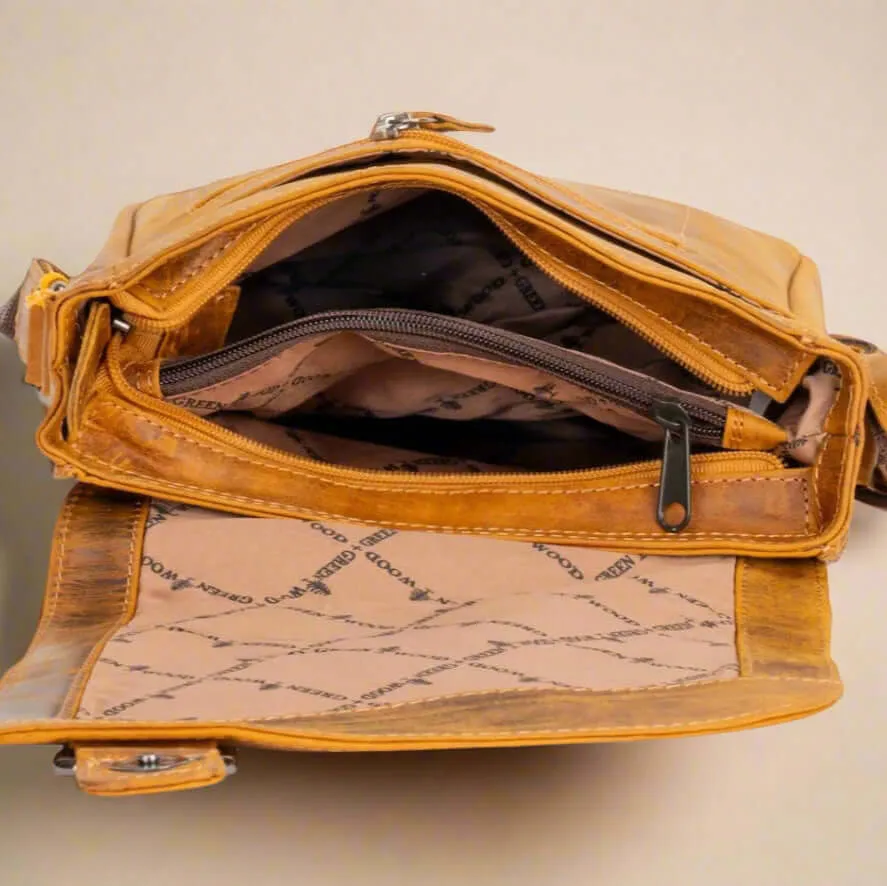 Leather Shoulder Bag Camel - Harry