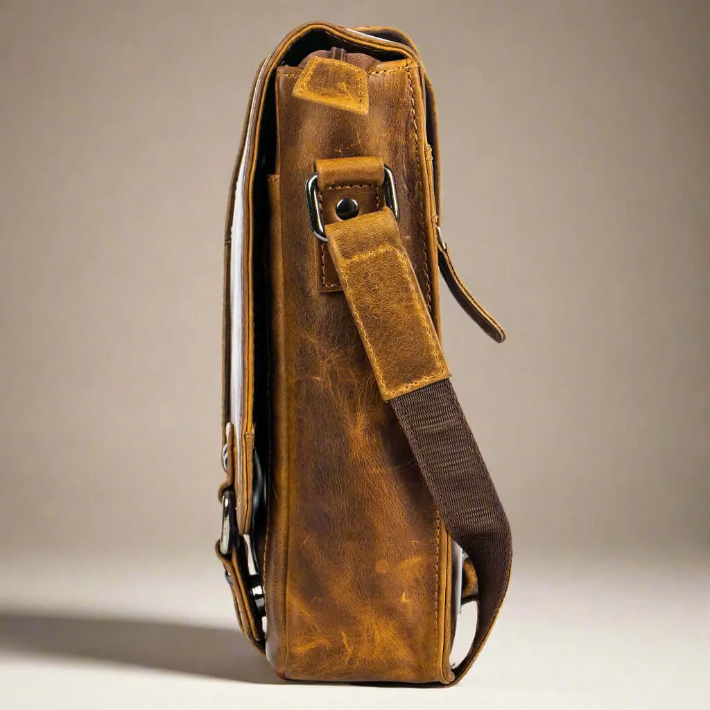 Leather Shoulder Bag Camel - Harry