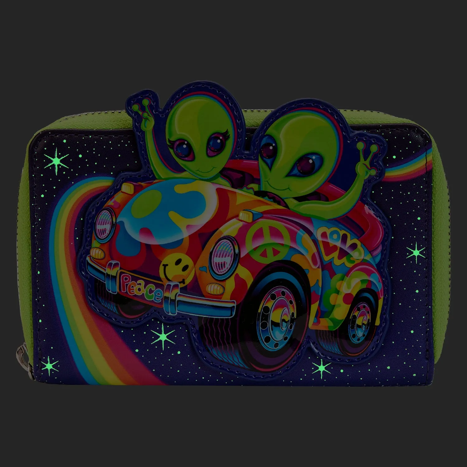 LF Lisa Frank Cosmic Alien Ride ZipAround Wallet