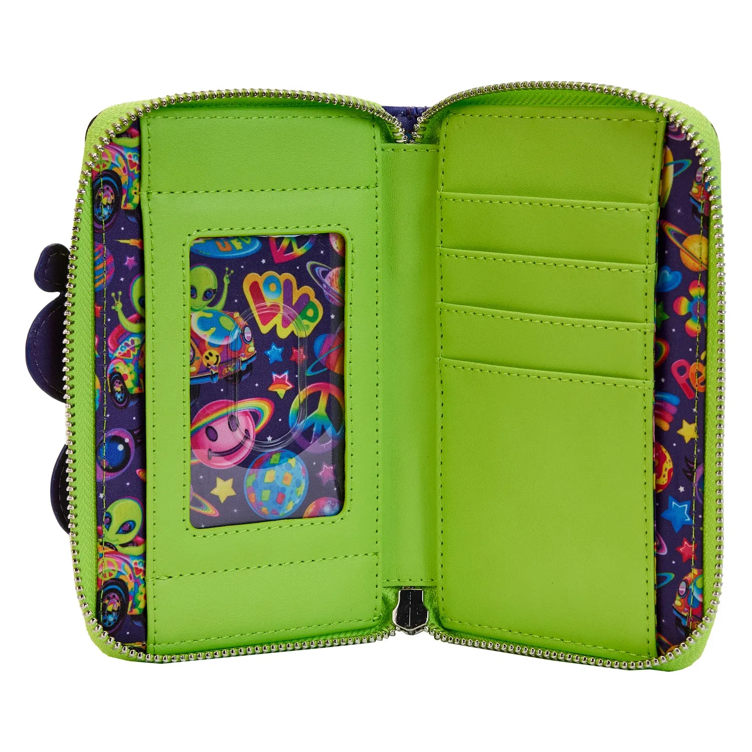 LF Lisa Frank Cosmic Alien Ride ZipAround Wallet