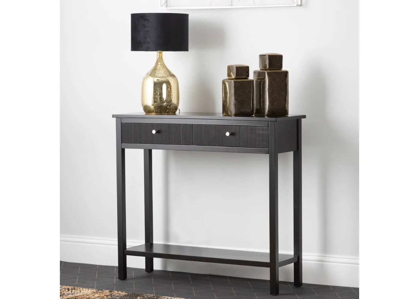 Lindon Black 2-Drawer Console Table by Lina Home