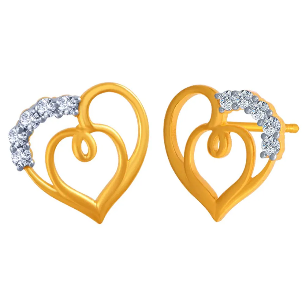 Loop Style Heart Shape  14k Gold Earrings