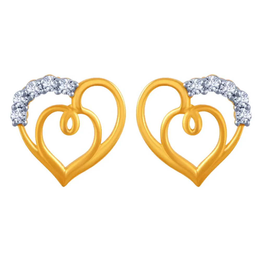 Loop Style Heart Shape  14k Gold Earrings