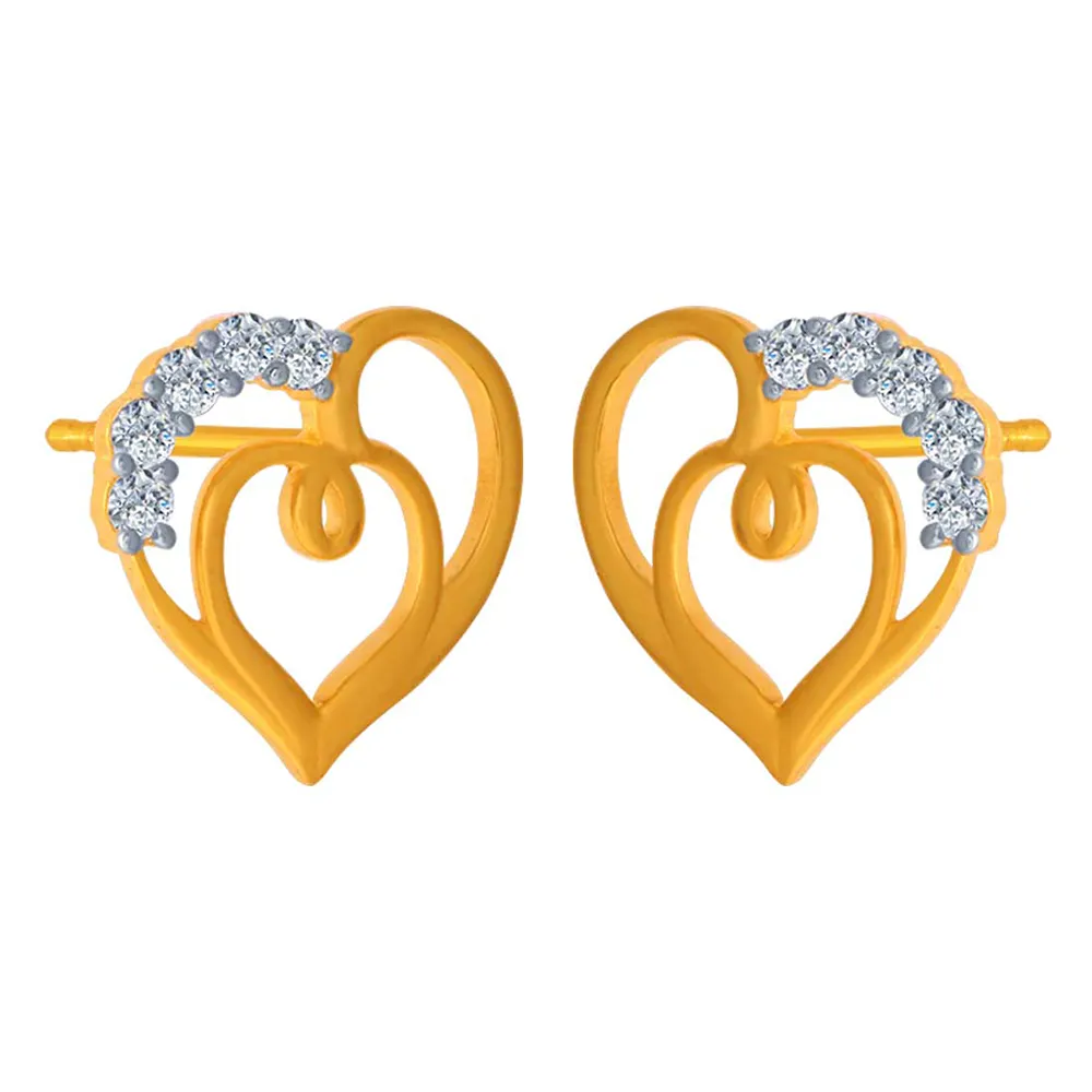 Loop Style Heart Shape  14k Gold Earrings