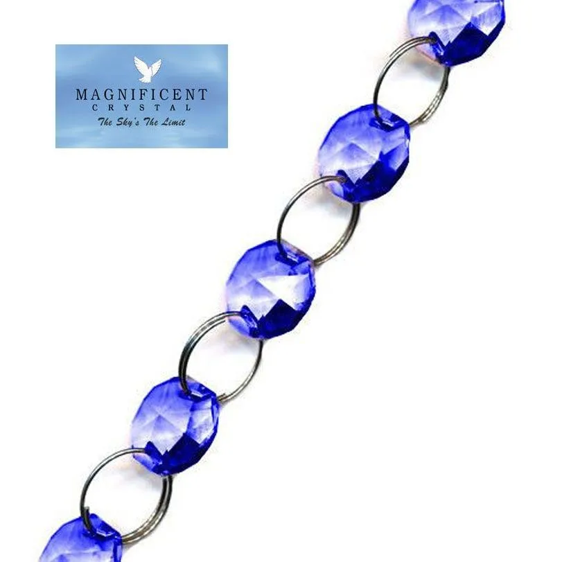 Magnificent Crystal Garland Blue 40 inch Strand with Rings
