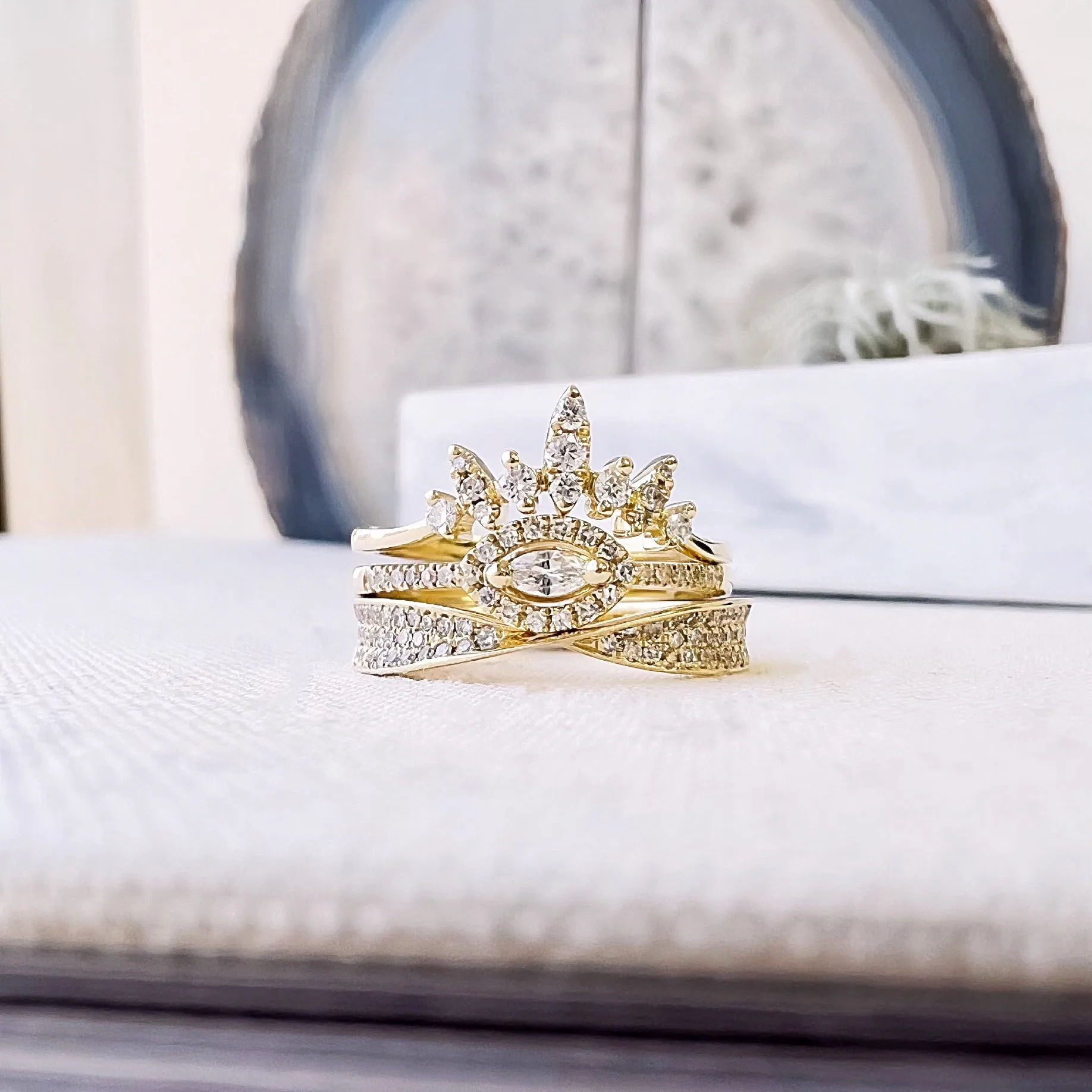 Marquise and Round Curve Band