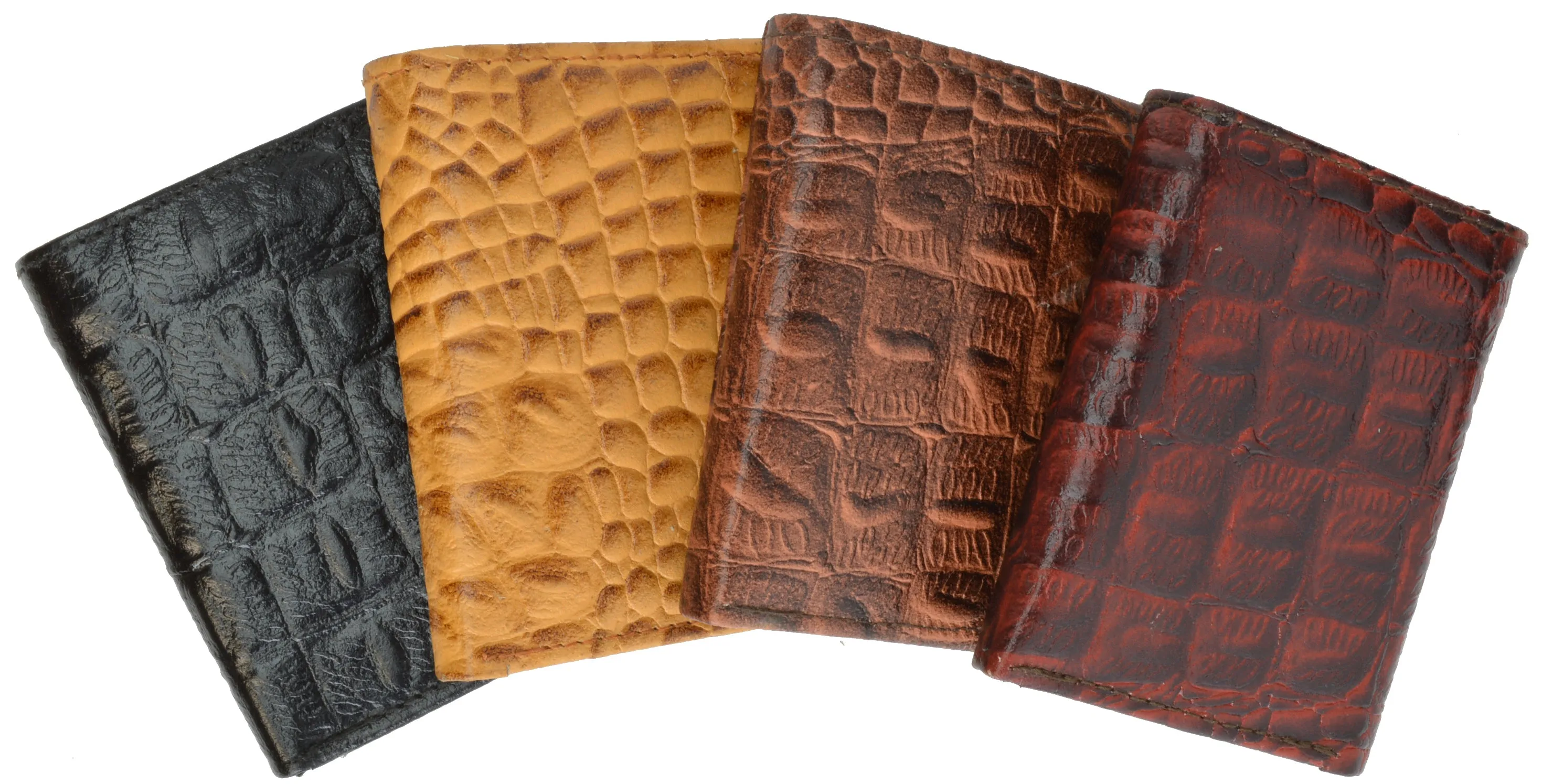 Marshal Mens Trifold Crocodile Embossed Credit Card ID Leather Black Wallet