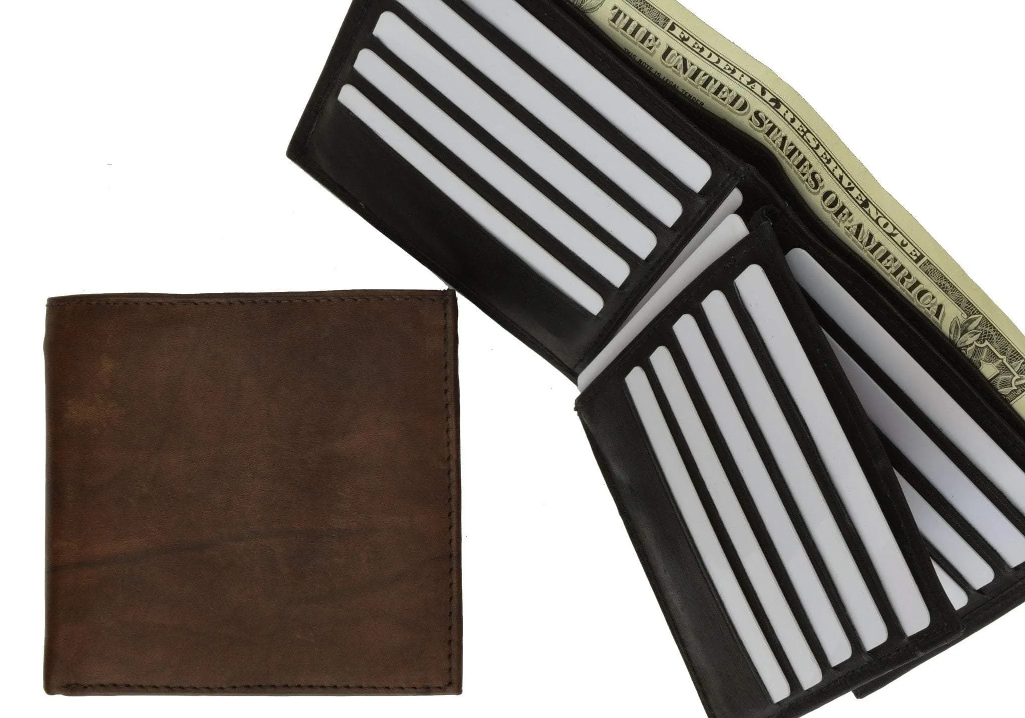 Mens Wallet with 15 Credit Card Slots Genuine Leather 501